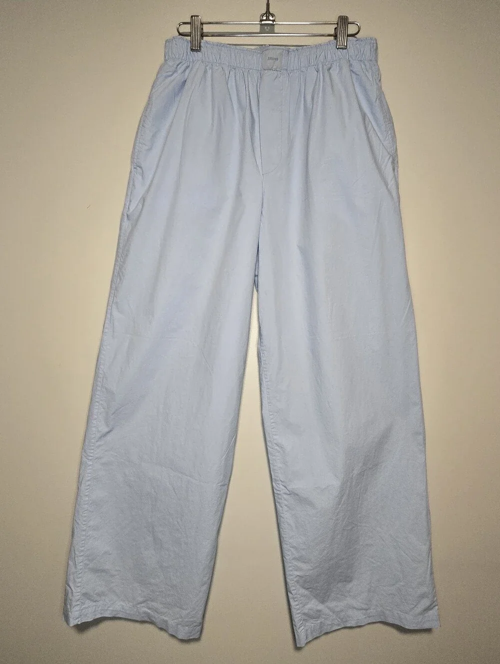 SKIMS Pajama Pants Unisex Medium Light Blue Cotton Elastic Loungewear Wide-leg